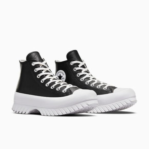 Converse Black Leather Platform Sneakers Chuck Taylor All Star Lugged 2.0 size 5 - Picture 5 of 9